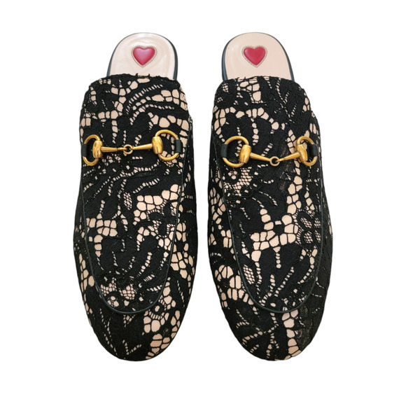 Gucci Horsebit Princetown Black Lace Loafers Slides Flats Mules 8.5 38.5 475094 - Picture 15 of 15